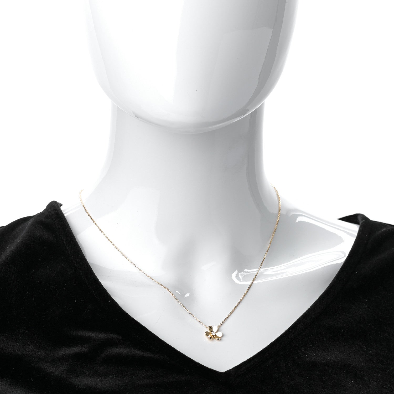 Van Cleef & Arpels 18K Yellow Gold Diamond Mini Frivole Pendant Necklace 2 of 7
