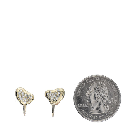 Tiffany 18K Yellow Gold Diamond Full Heart Screw Back Earrings 2 of 4