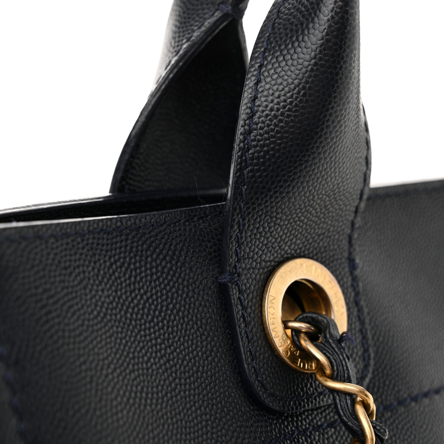 Chanel Caviar Small Studded Deauville Tote Navy 13 of 15