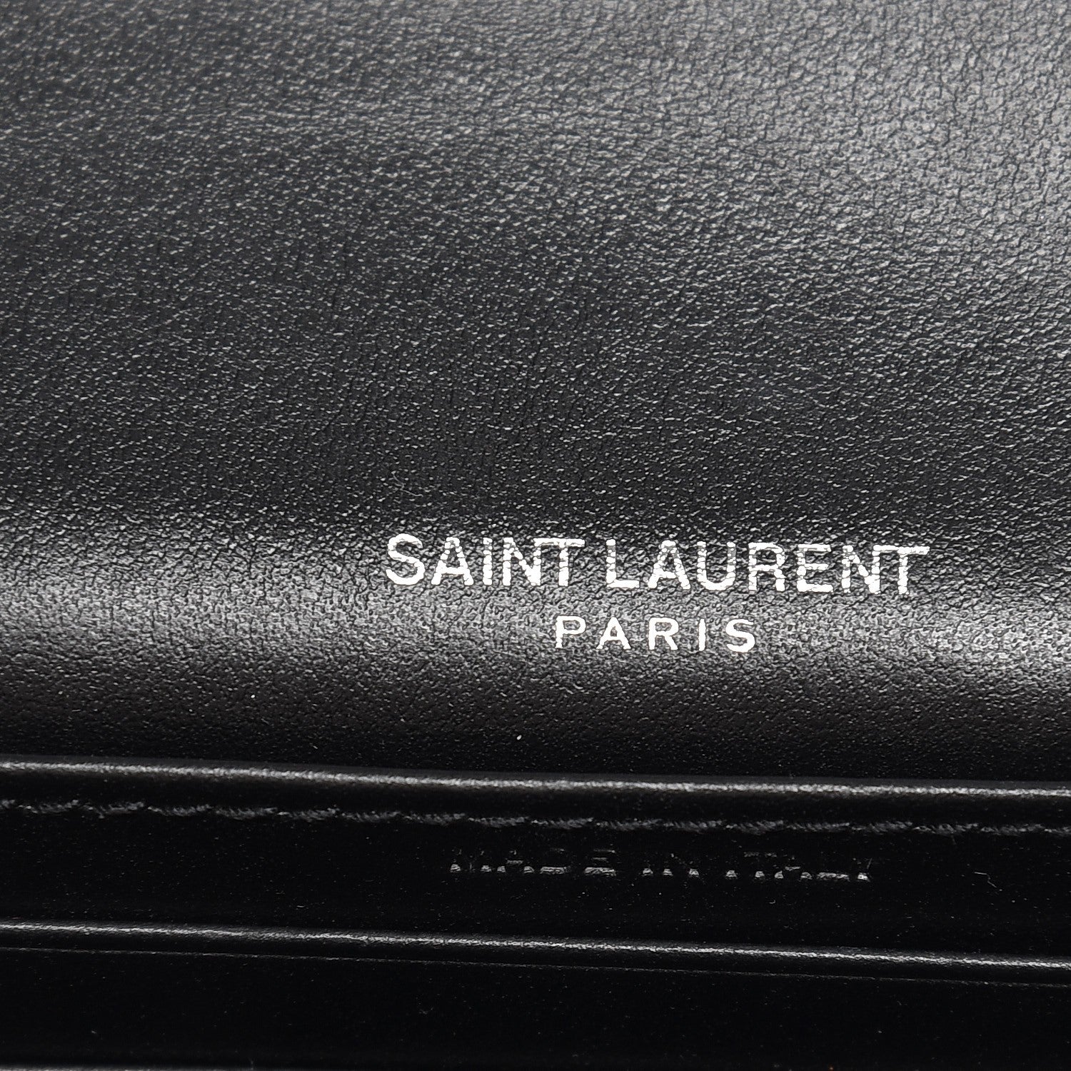 Saint Laurent Calfskin Crocodile Embossed Monogram Sunset Chain Wallet Black 6 of 6