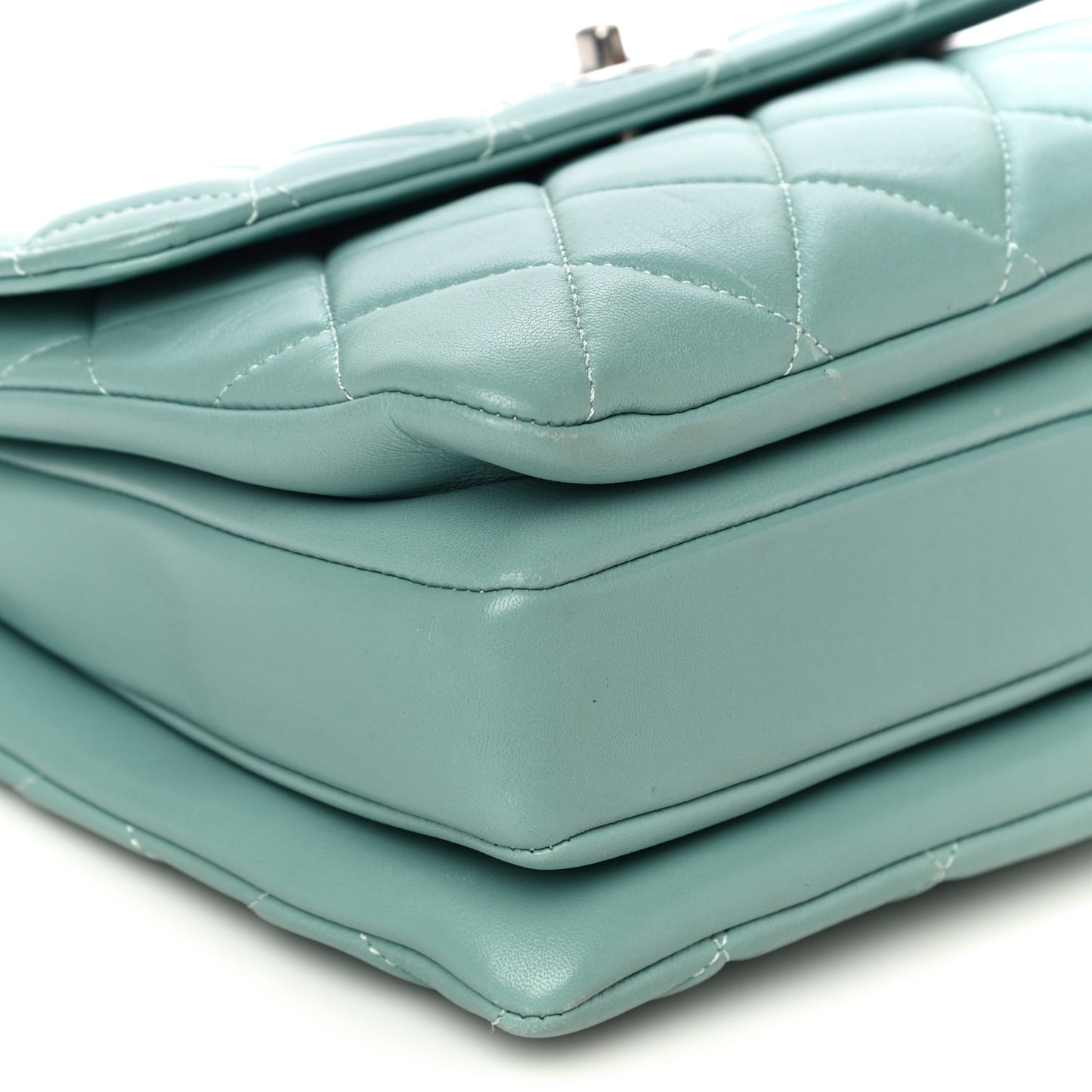 Lambskin Quilted Small Trendy CC Flap Dual Handle Bag Light Green