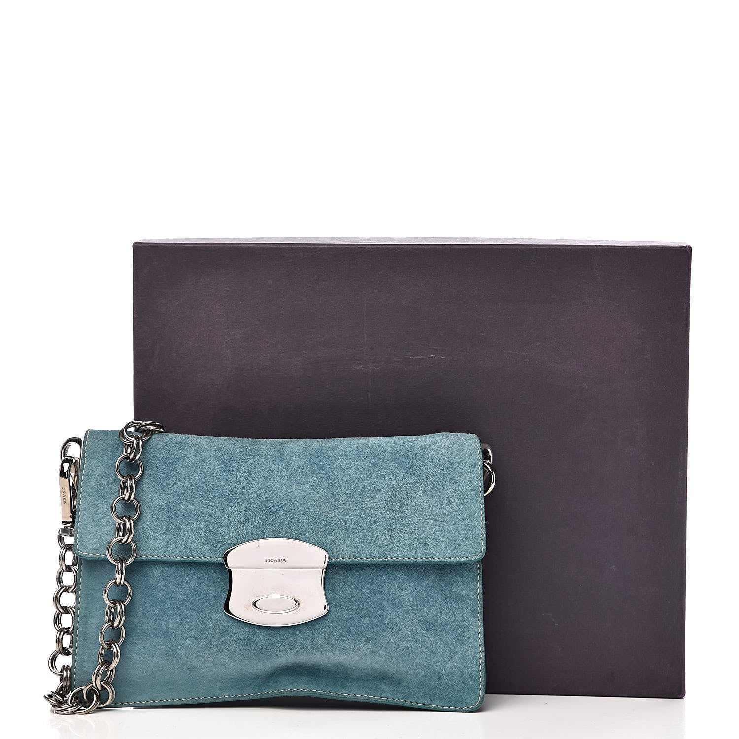Prada Scamosciato Suede Metal Shoulder Bag Voyage 12 of 13