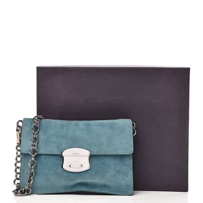 Prada Scamosciato Suede Metal Shoulder Bag Voyage 12 of 13