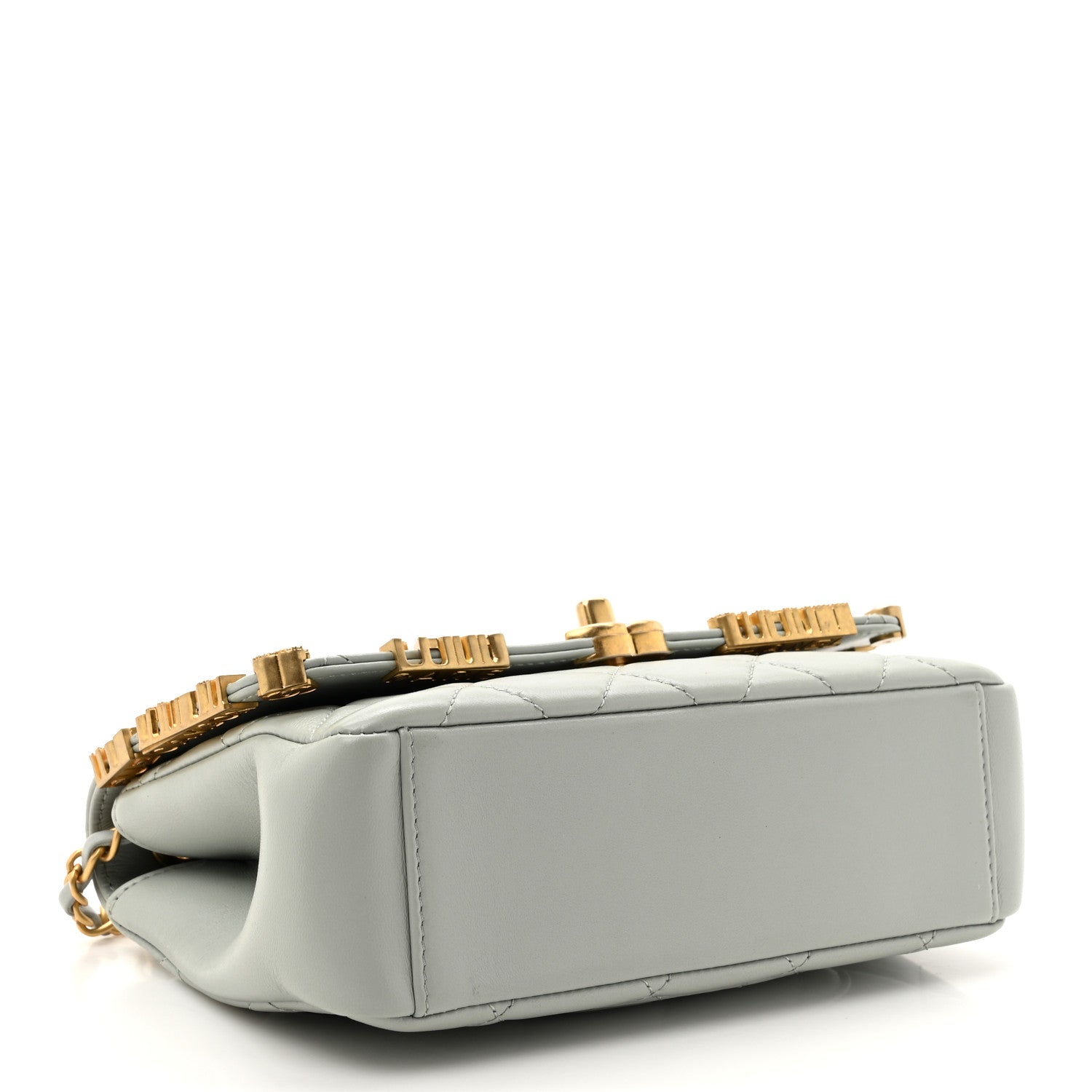 Chanel Lambskin Enamel Strass Quilted Mini Paris Monaco Flap Light Grey Light Grey 4 of 11