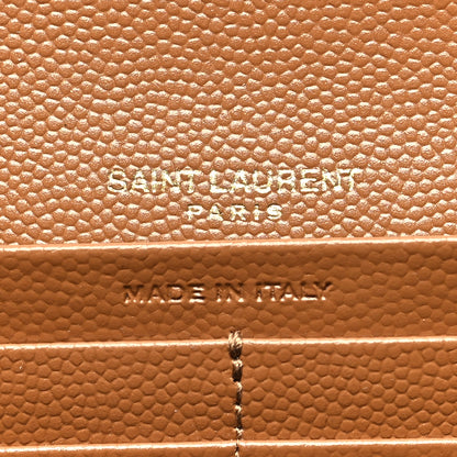 Saint Laurent Grain De Poudre Matelasse Chevron Monogram Flap Wallet Dark Natural 6 of 11