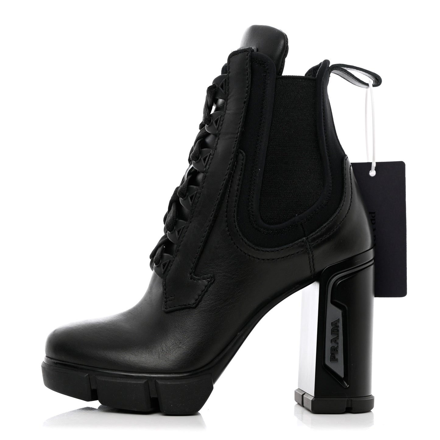 Vitello Montana Neoprene Lace Up Chelsea 110mm Ankle Boots 35 Black