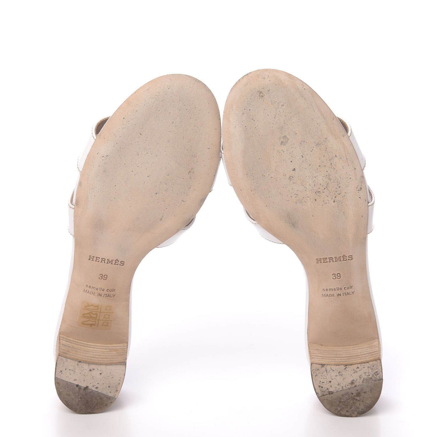 Hermes Calfskin Oasis Sandals 39 White 5 of 13
