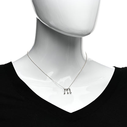 Tiffany Sterling Silver Diamond Elsa Peretti Letter M Pendant Necklace 2 of 4