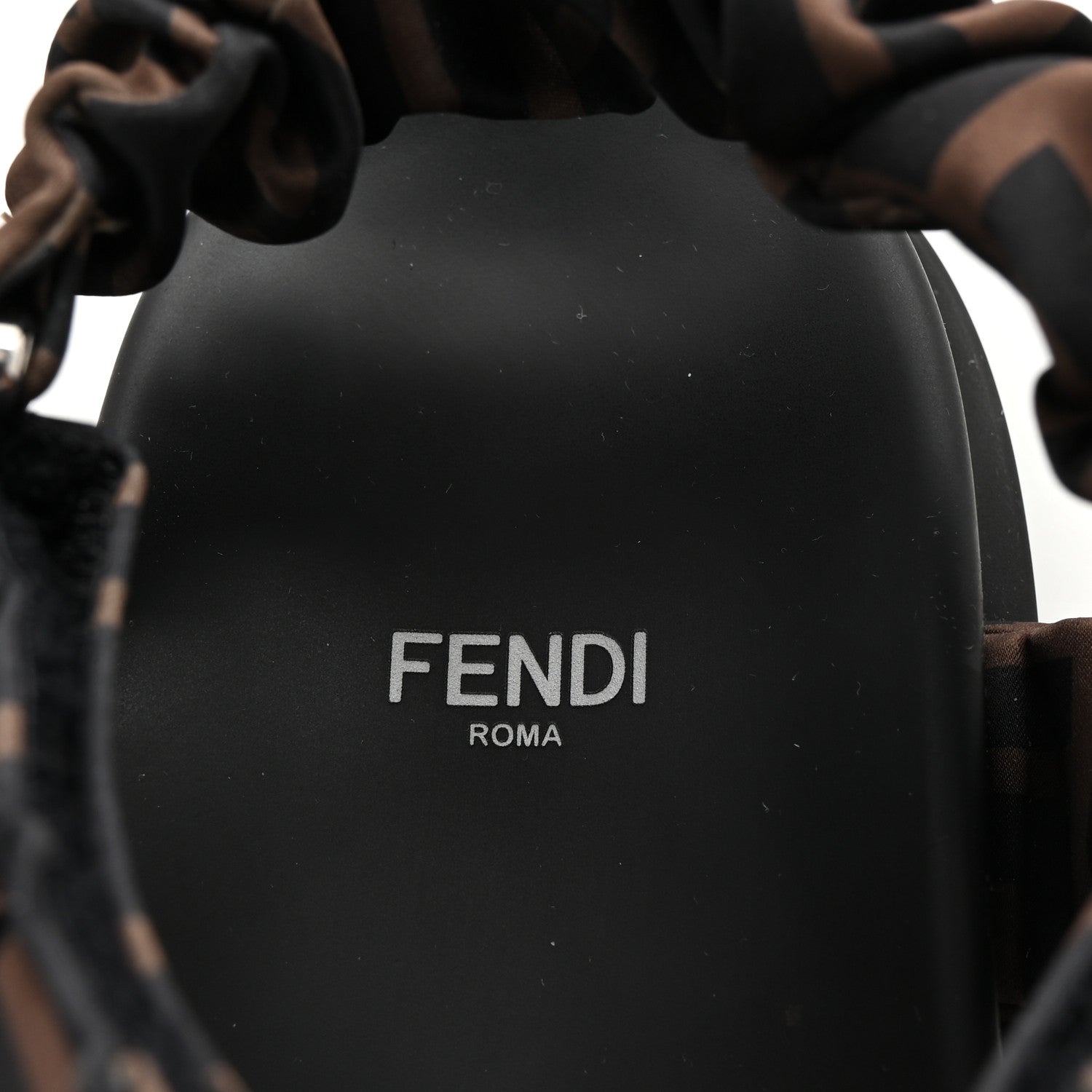 Fendi Satin FF Ruched Sandals 39 Tobacco Black 8 of 9