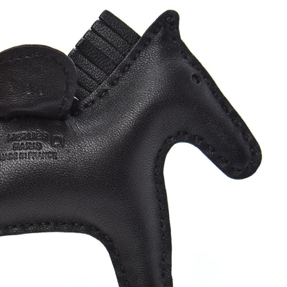 Hermes Milo Lambskin Matte Alligator Touch Grigri Rodeo Horse Bag Charm PM So Black 3 of 4