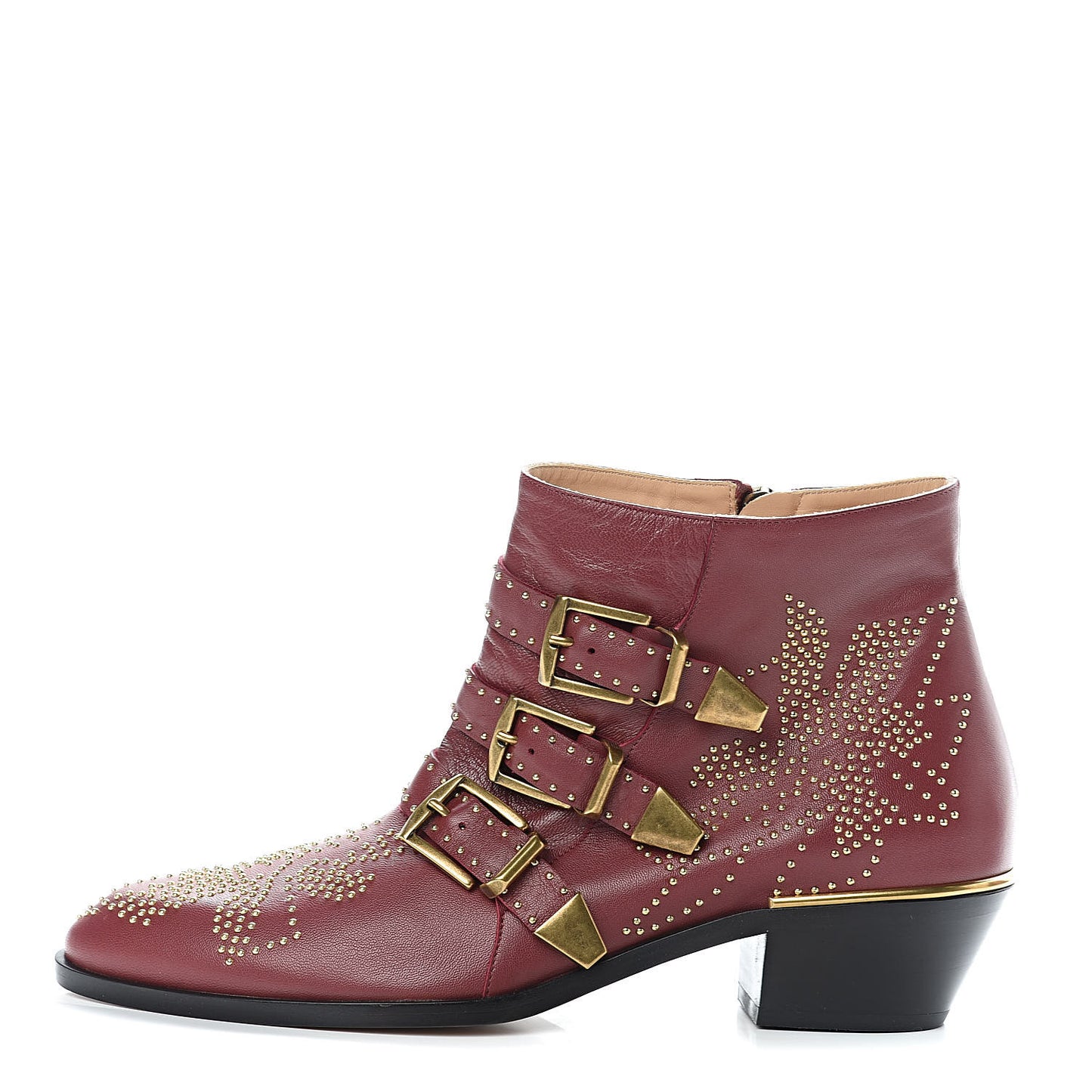 Nappa Sheepskin Studded Susanna Ankle Boots 40 Cherry Syrup