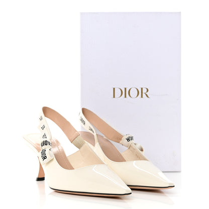 Christian Dior Patent Ribbon J'Adior Slingback 65mm Pumps 40.5 Off White 9 of 9