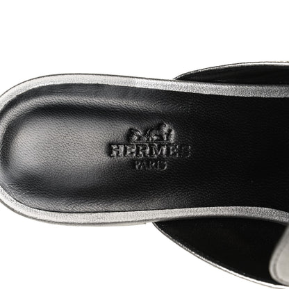 Hermes Metallic Nappa Trocadero Mule 38.5 Gris Argento 9 of 11