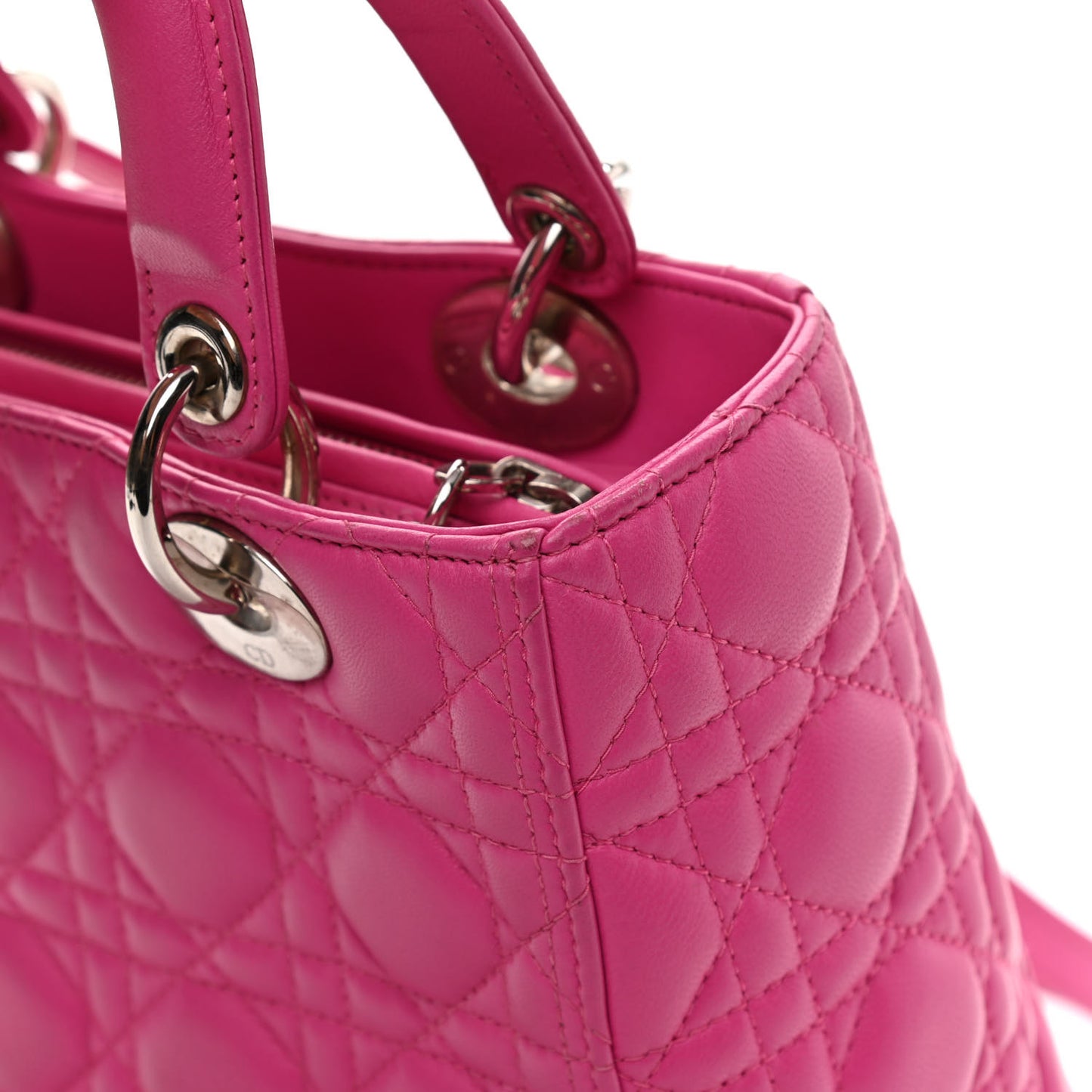 Lambskin Cannage Medium Lady Dior Fuchsia
