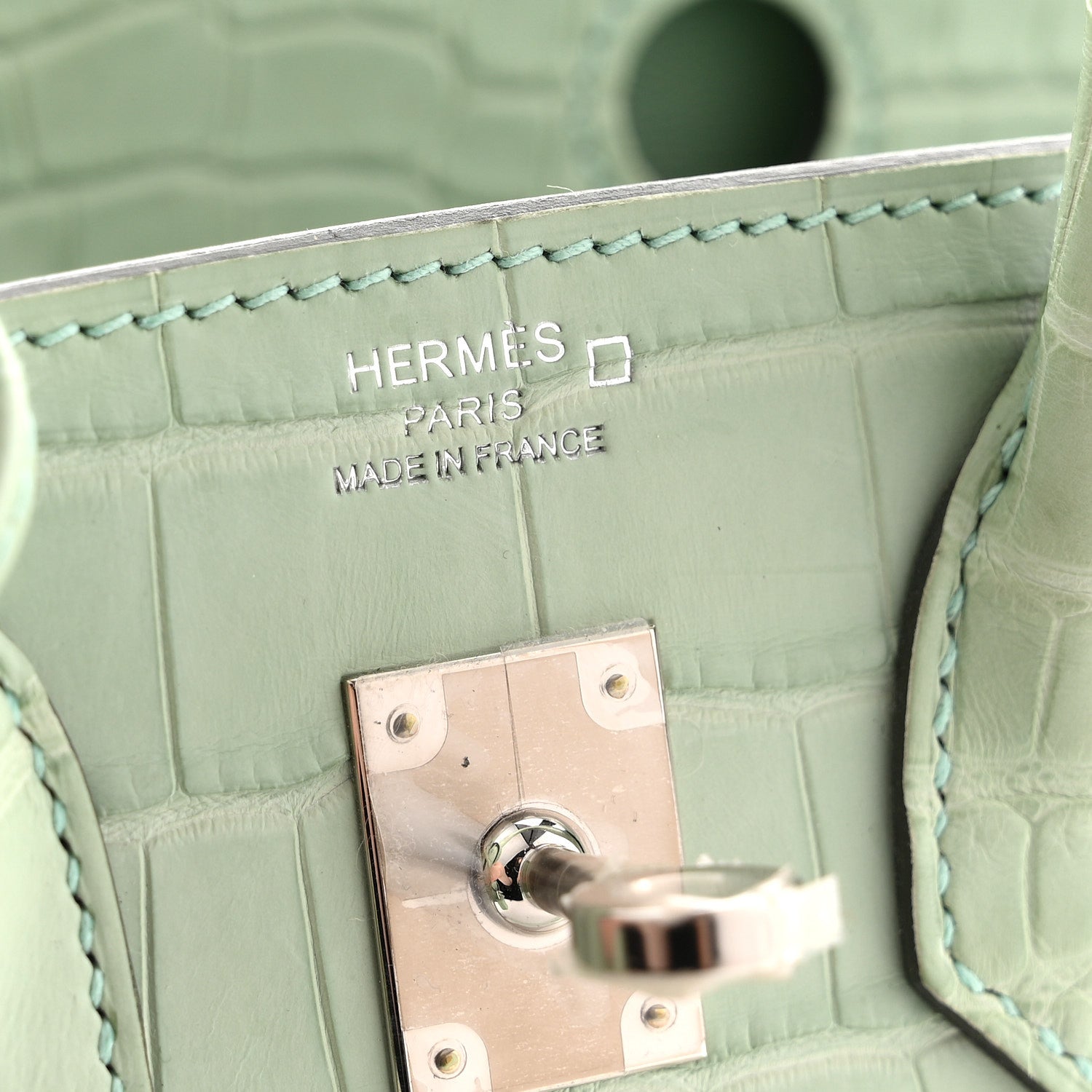 Hermes Matte Alligator Birkin Sellier 25 Vert D'eau 6 of 13