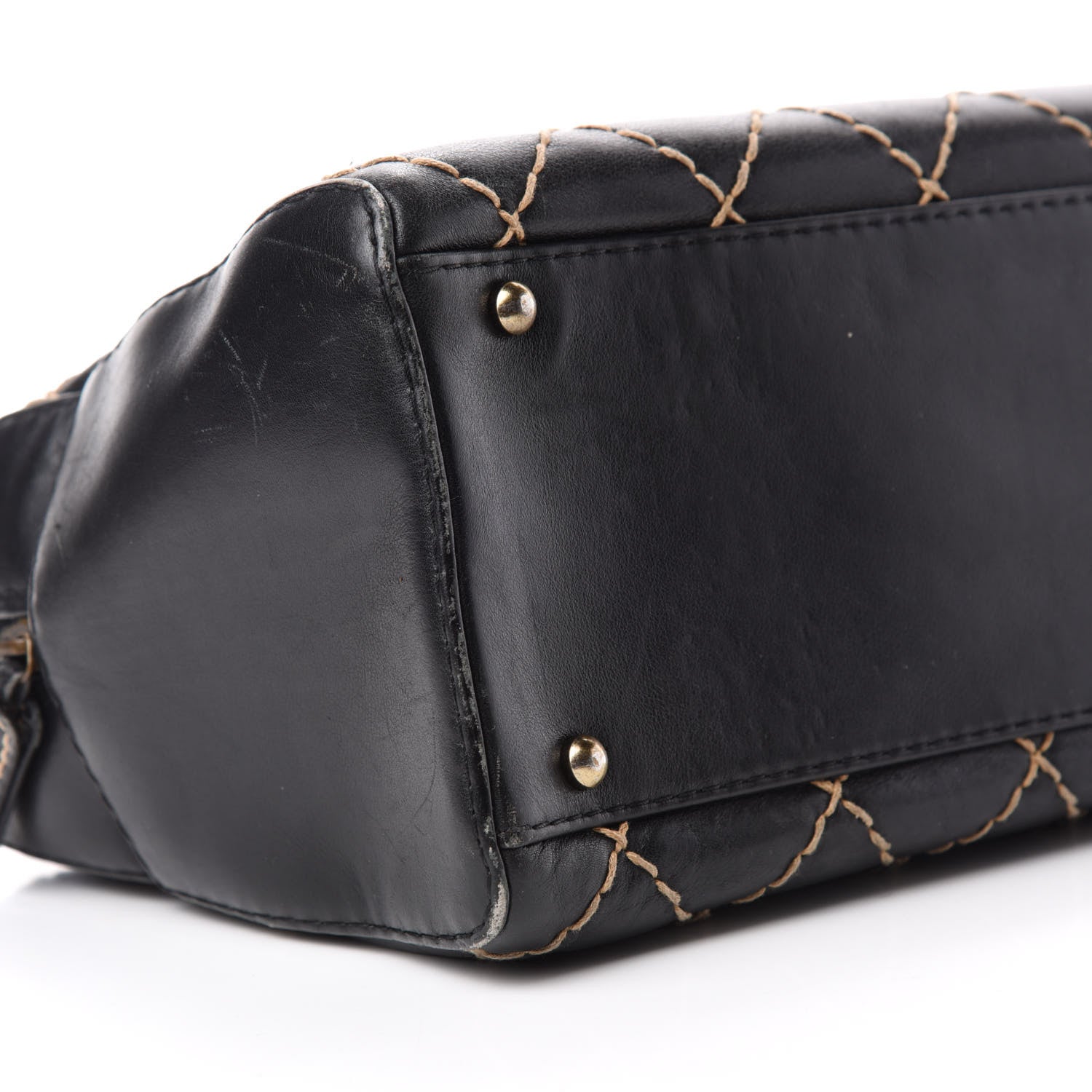 Chanel Calfskin Wild Stitch Top Handle Bag Black 6 of 15