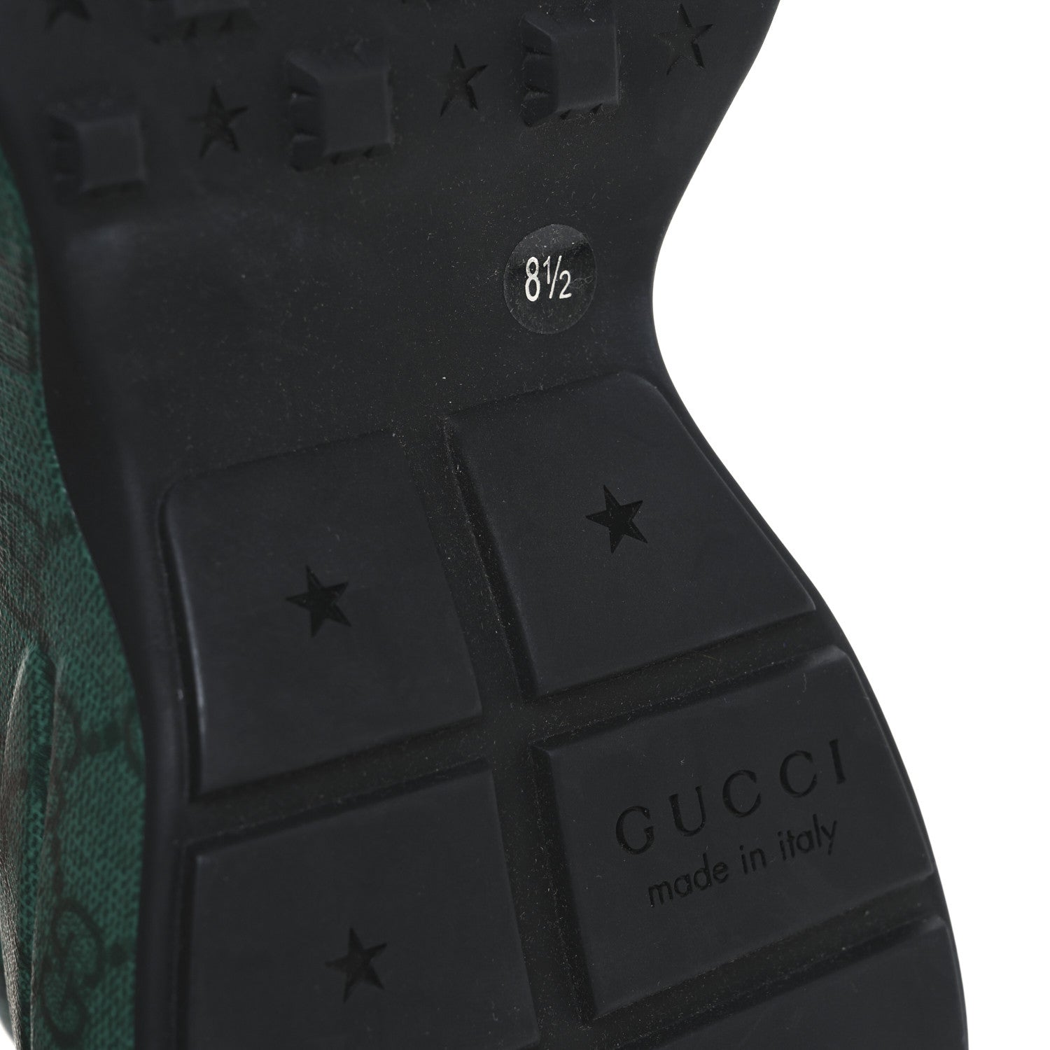 Gucci GG Supreme Monogram Mens Rhyton Sneakers 8.5 Black Green 8 of 11
