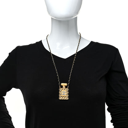 Chanel Crystal Pearl Perfume Bottle CC Necklace Gold 2 of 5