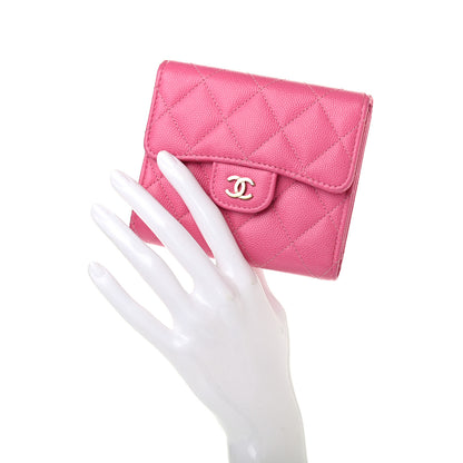 Chanel Caviar Quilted Compact Flap Wallet Pink 2 of 8