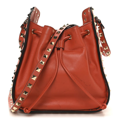 Valentino Garavani Grained Calfskin Rockstud Bucket Bag Orange 1 of 10