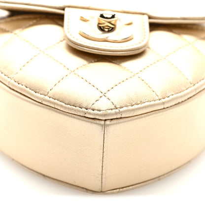 Chanel Metallic Lambskin Quilted CC In Love Heart Clutch With Chain Gold 9 of 9