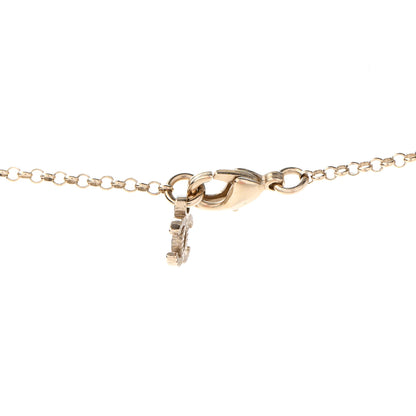 Chanel Resin Crystal CC Heart Necklace Pearly White Gold 4 of 5