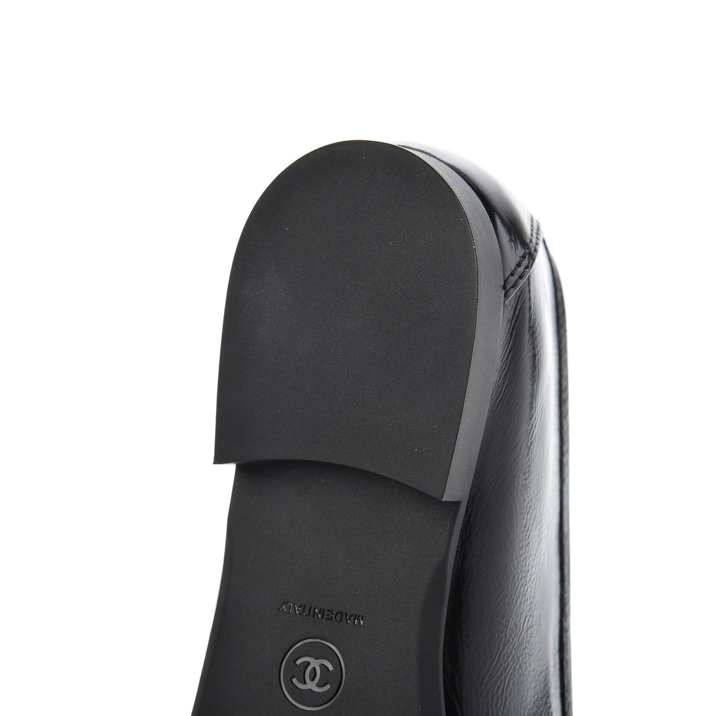 Crackled Patent Calfskin CC Mocassin Loafers 38 Black