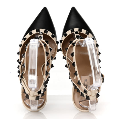 Valentino Garavani Calfskin Rockstud Ankle Strap 100mm Pumps 39 Light Ivory Black 2 of 9