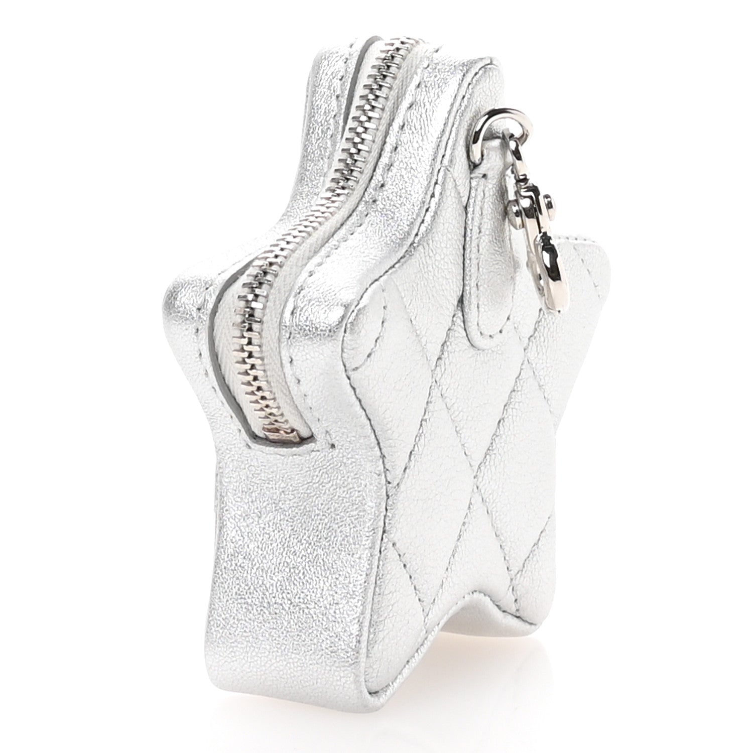 Chanel Metallic Lambskin Walk Of Fame Star Clip On Coin Purse Silver 3 of 9