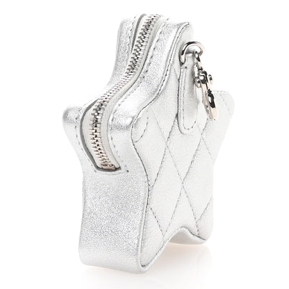 Chanel Metallic Lambskin Walk Of Fame Star Clip On Coin Purse Silver 3 of 9