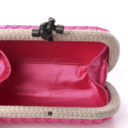 Bottega Veneta Satin Intreccio Impero Knot Clutch Rosa Shock 5 of 9