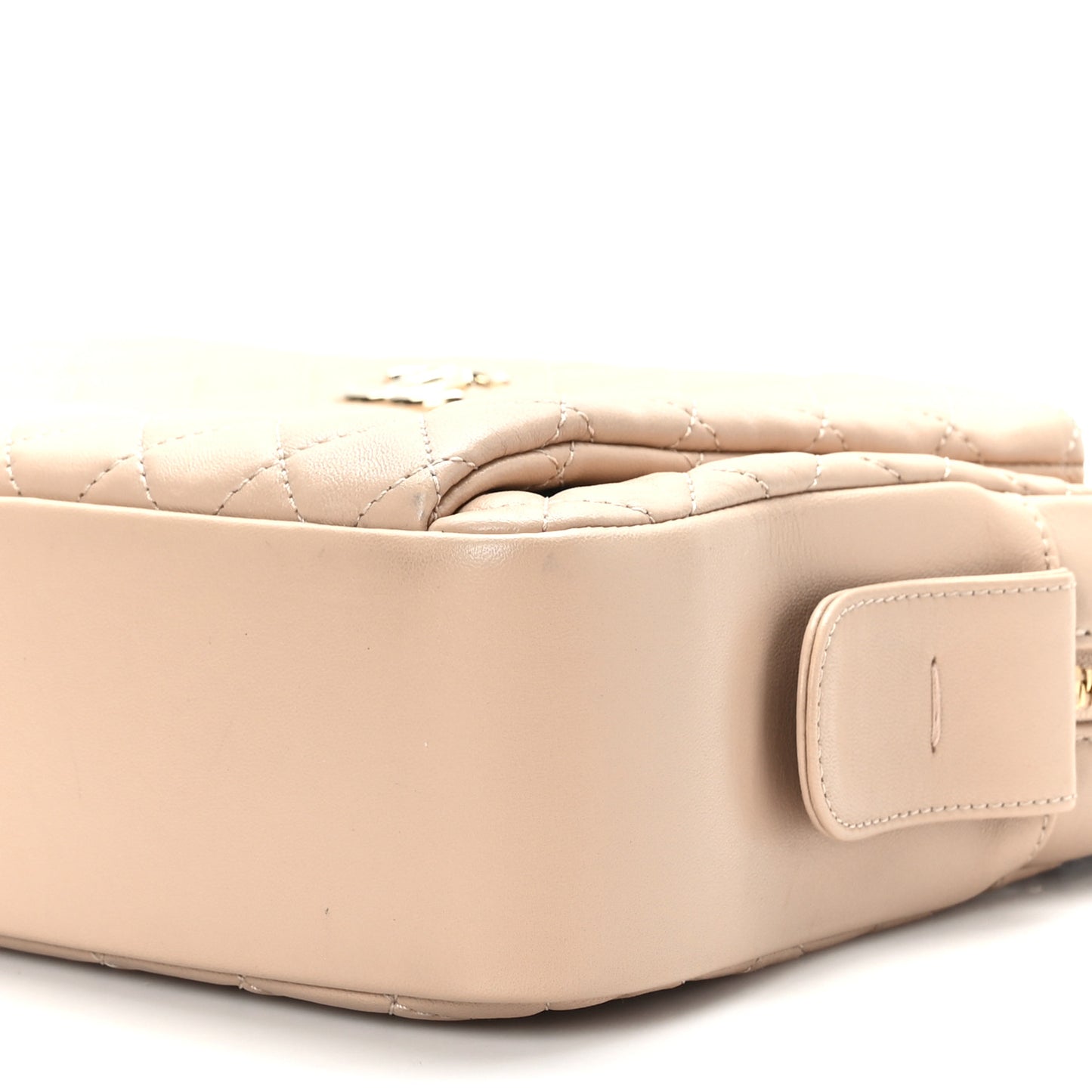 Lambskin Quilted Camera Case Beige