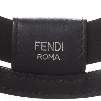 Fendi Mesh Vitello Century Cuoio FF 1974 Large Runaway Shopper Tote Marrone Black Ebano 6 of 9