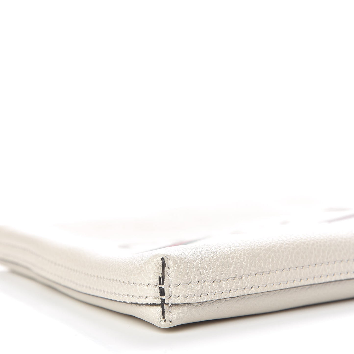 Pebbled Calfskin Medium Logo Portfolio Clutch White