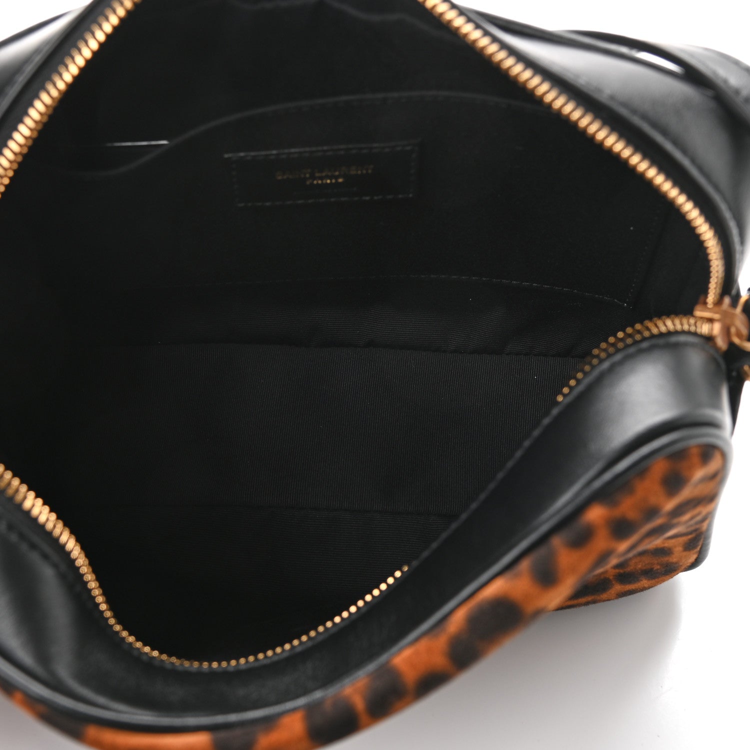 Saint Laurent Calfskin Leopard Print Monogram Lou Camera Bag Black 4 of 8