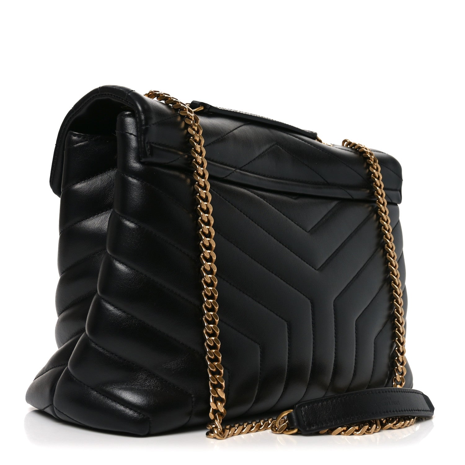 Saint Laurent Calfskin Y Quilted Monogram Medium Loulou Chain Satchel Black 3 of 10
