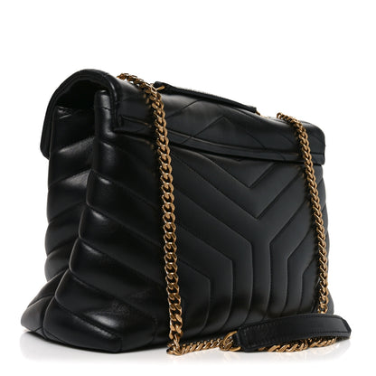 Saint Laurent Calfskin Y Quilted Monogram Medium Loulou Chain Satchel Black 3 of 10