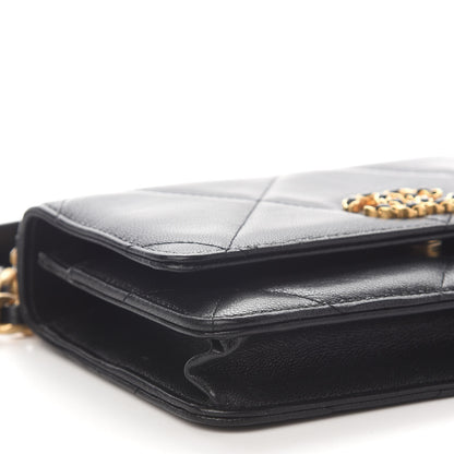 Chanel Shiny Goatskin Quilted Chanel 19 Wallet On Chain WOC Black 9 of 12