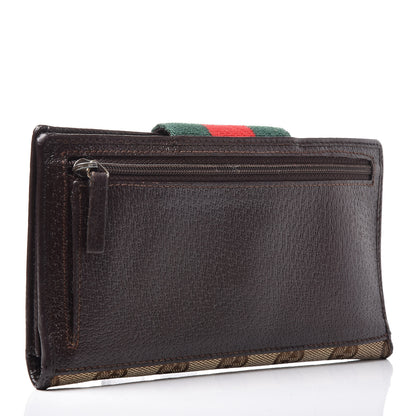 Gucci Monogram Calfskin Ladies Web Continental Wallet Beige Ebony Cocoa 3 of 13