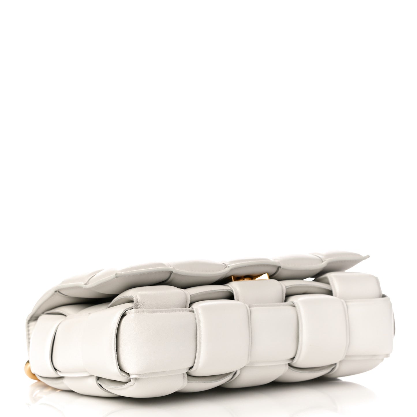 Lambskin Maxi Intreccio Padded Chain Cassette Crossbody Bag White