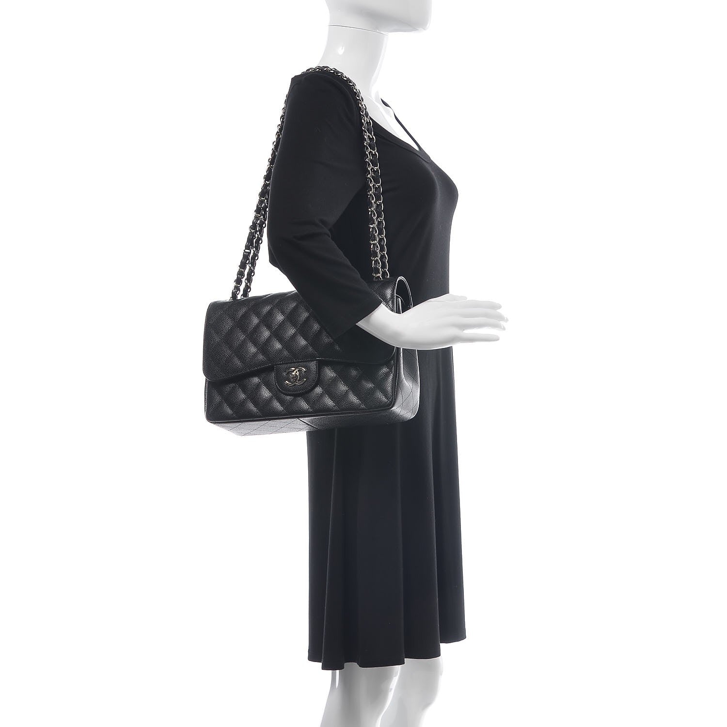 Chanel Caviar Quilted Jumbo Double Flap Black 2 of 7