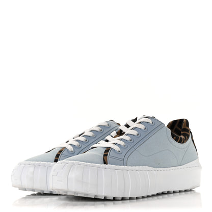 Fendi Canvas Lycra TPU FF Womens Fendi Force Low Top Sneakers 40.5 Sky Tobacco Black 3 of 10