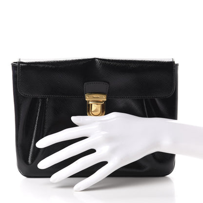 Prada Saffiano Vernice Clutch Black 2 of 11
