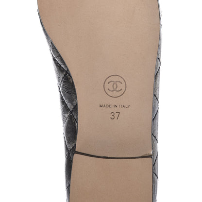 Chanel Aged Calfskin Quilted Cap Toe Ballerina Flats 37 Black 8 of 10