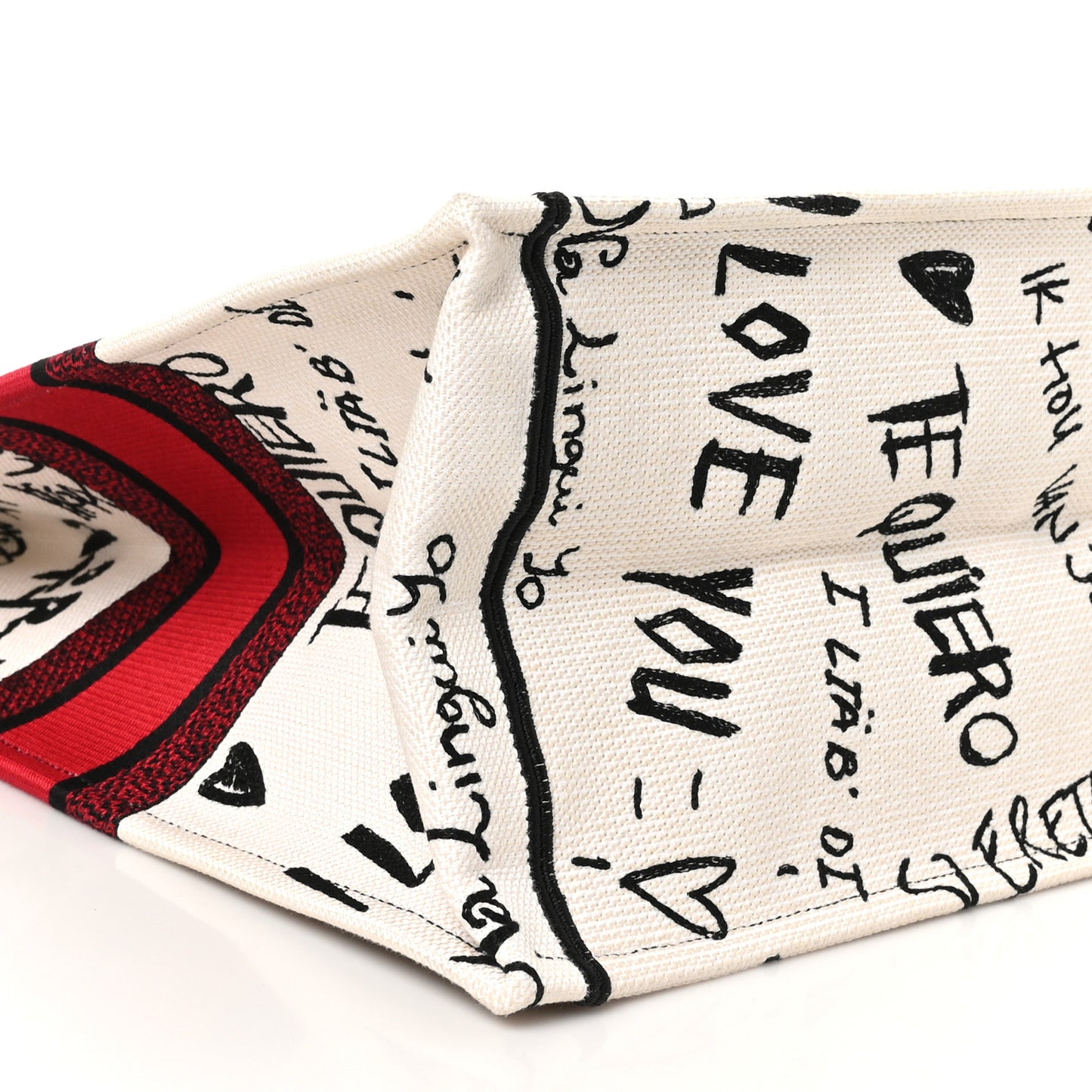 Canvas Embroidered Large Dioramour Graffiti Book Tote Latte Multicolor