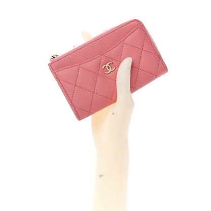 Chanel Caviar Quilted CC Zip Around Card Holder Pink 2 of 11
