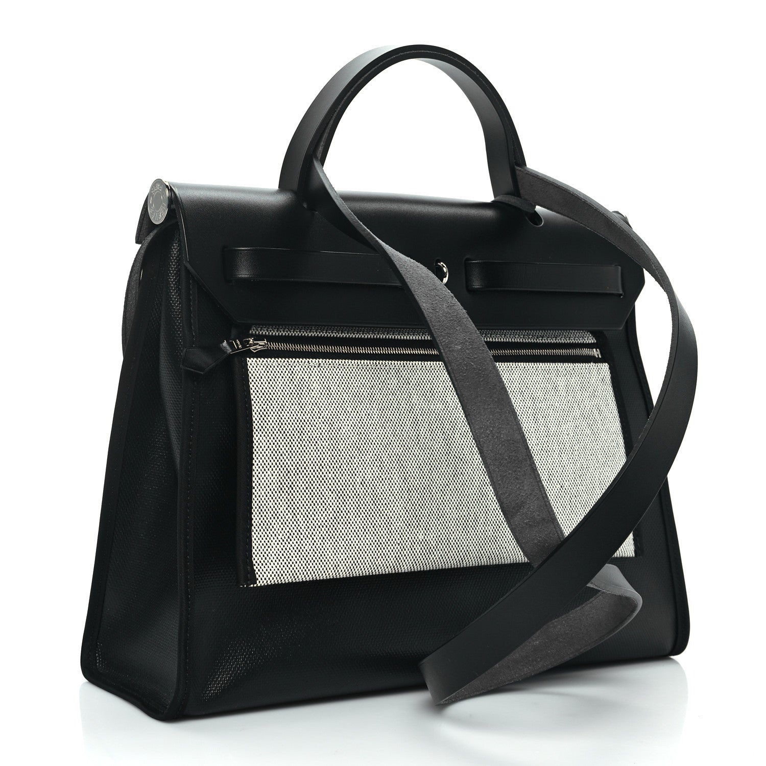 Hermes Toile H Berline Vache Hunter Herbag Zip PM 31 Black Ecru 3 of 11