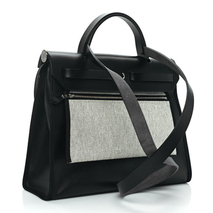 Hermes Toile H Berline Vache Hunter Herbag Zip PM 31 Black Ecru 3 of 11