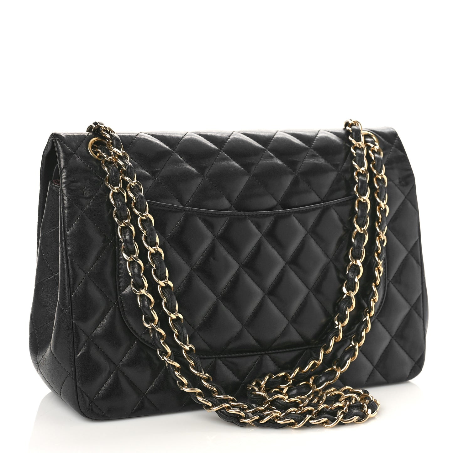Lambskin Quilted Jumbo Double Flap Black