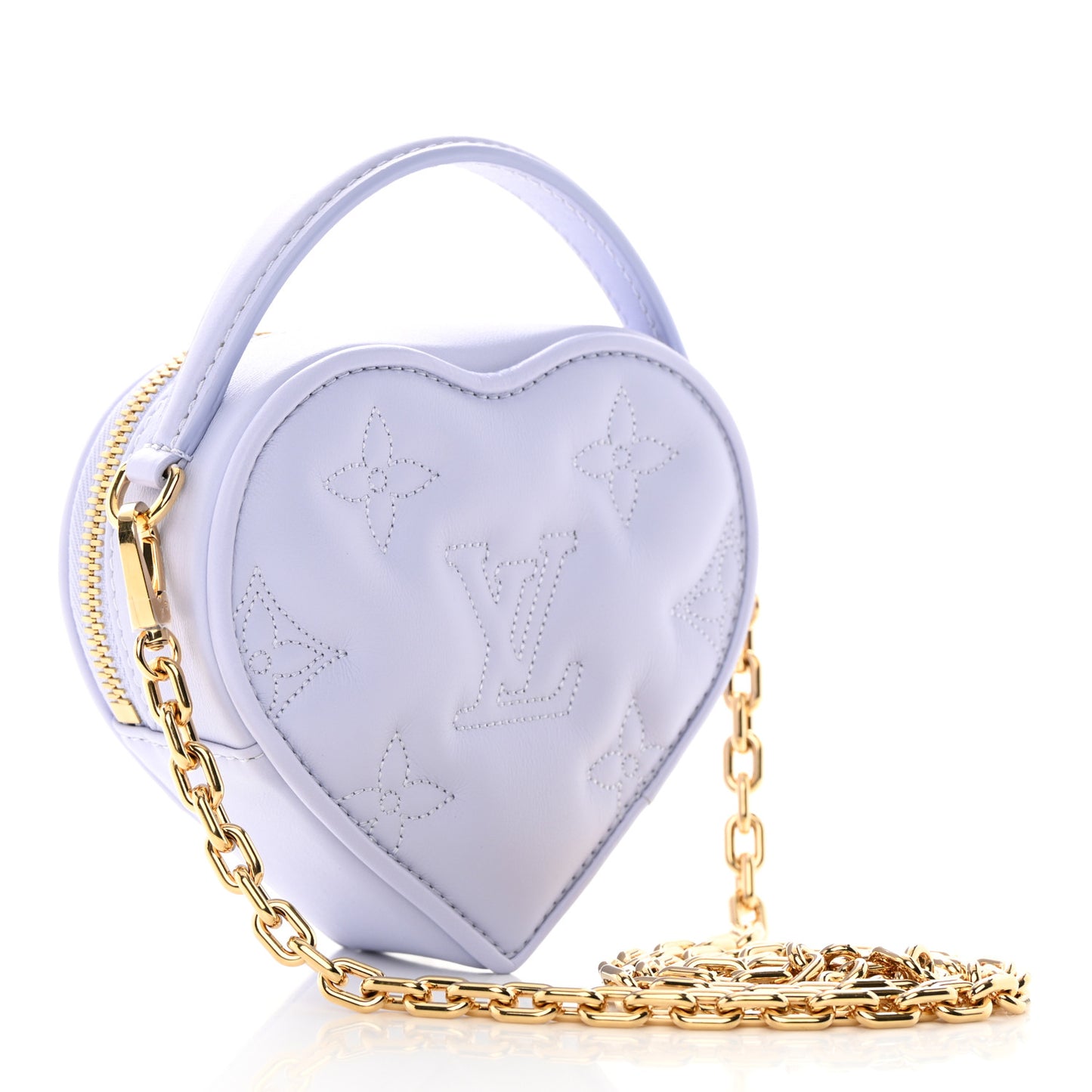 Calfskin Embroidered Monogram Pop My Heart Bag Pouch Lilac